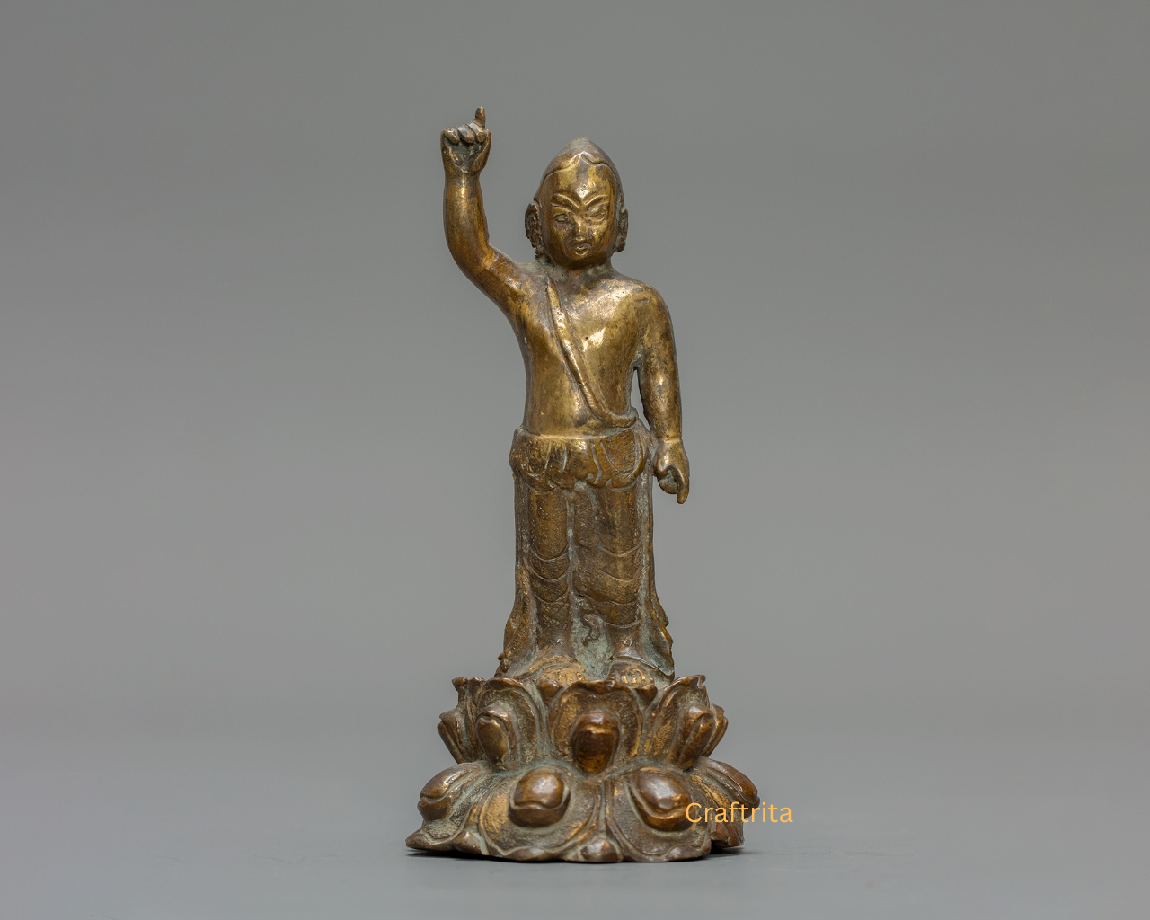 Little Buddha Statue 0.5kg – Handmade in Nepal | Bronze & Copper with Antique Finish | Tibetan Buddhist Art & Spiritual Home Decor