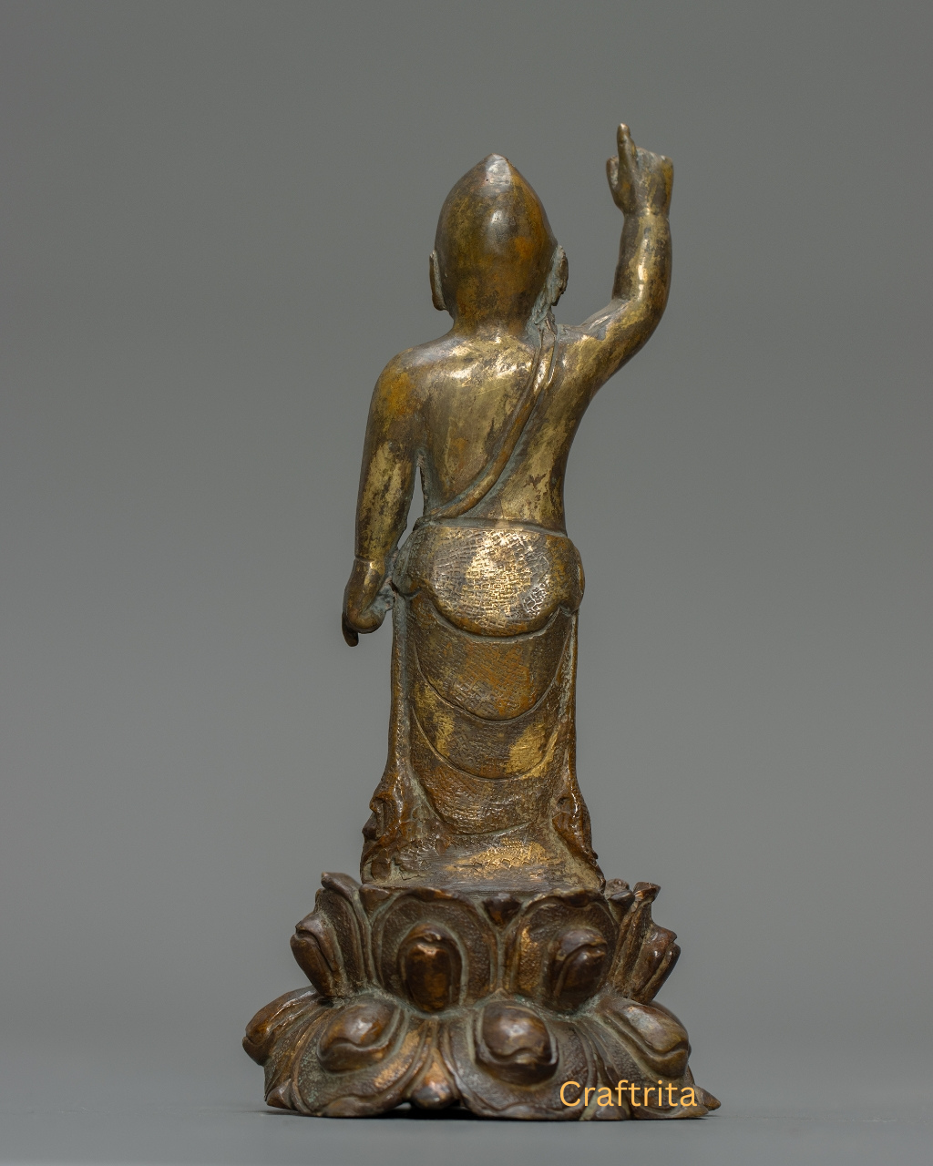 Little Buddha Statue 0.5kg – Handmade in Nepal | Bronze & Copper with Antique Finish | Tibetan Buddhist Art & Spiritual Home Decor