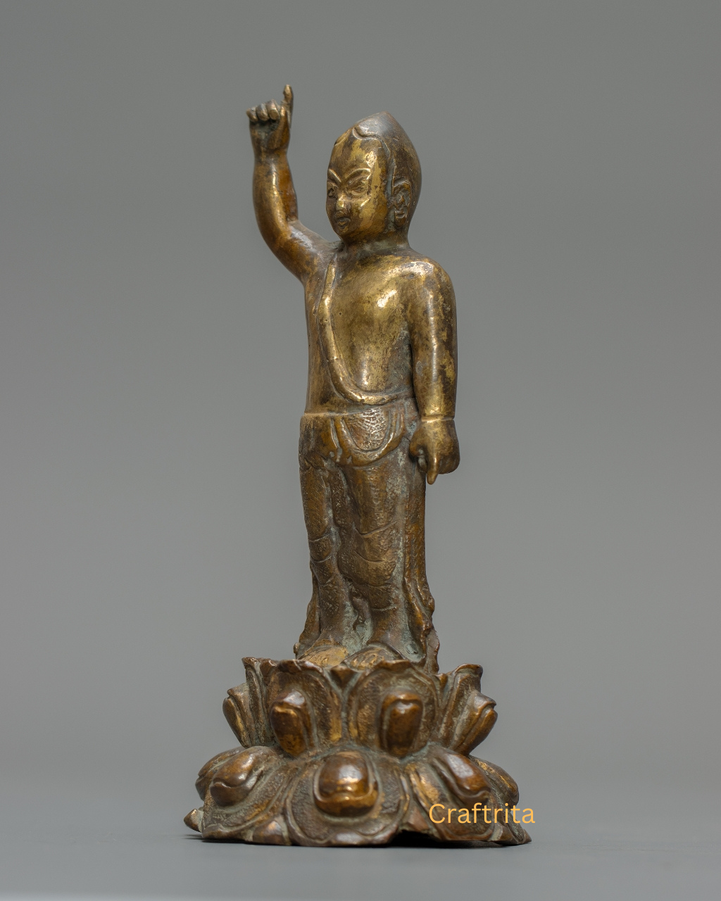 Little Buddha Statue 0.5kg – Handmade in Nepal | Bronze & Copper with Antique Finish | Tibetan Buddhist Art & Spiritual Home Decor