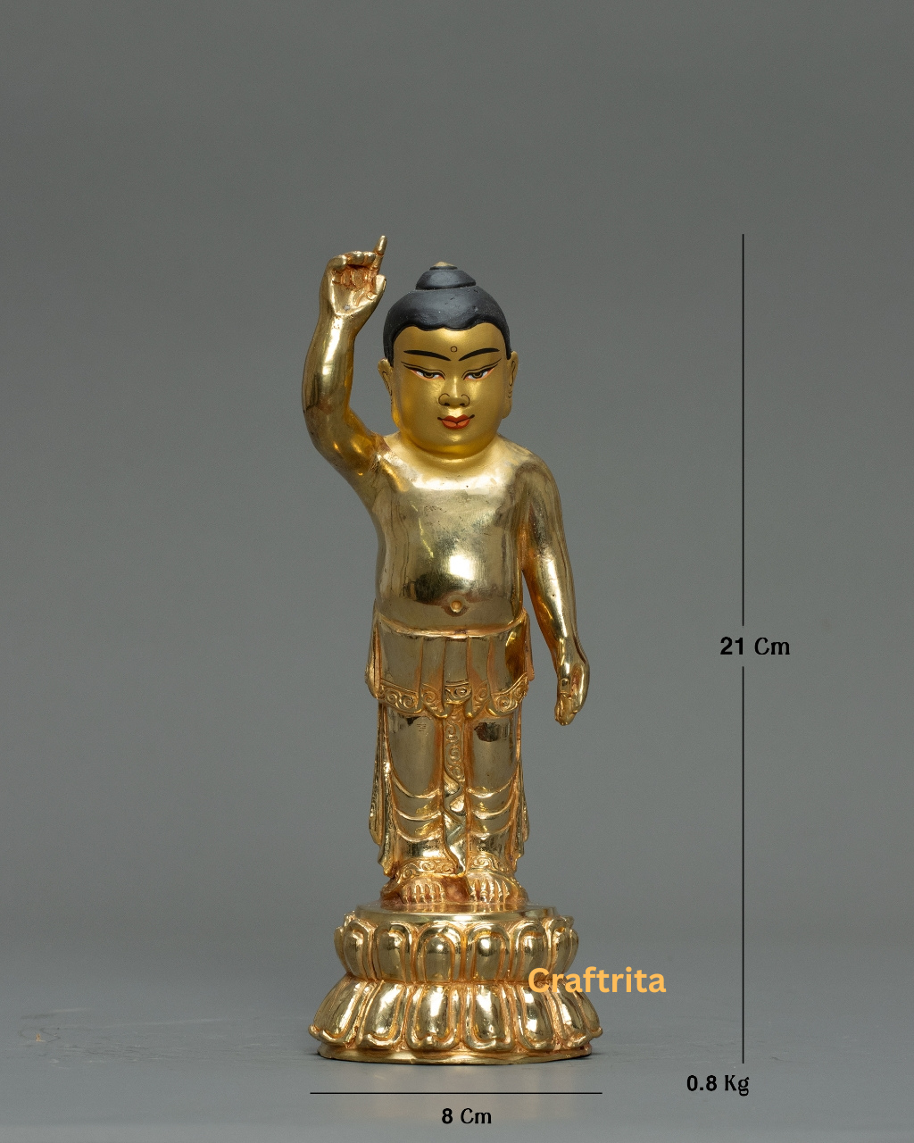 Little Buddha Statue – 0.8kg Handcrafted Copper Sculpture with 24K Gold Plating & Fire Gilding | Miniature Buddhist Art for Altar & Spiritual Decor