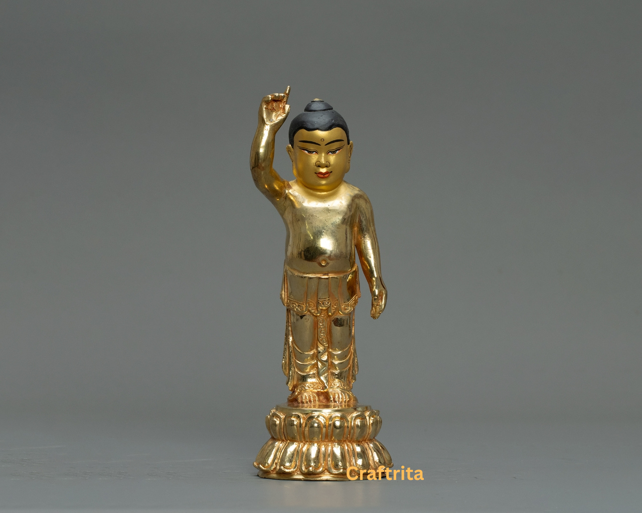 Little Buddha Statue – 0.8kg Handcrafted Copper Sculpture with 24K Gold Plating & Fire Gilding | Miniature Buddhist Art for Altar & Spiritual Decor