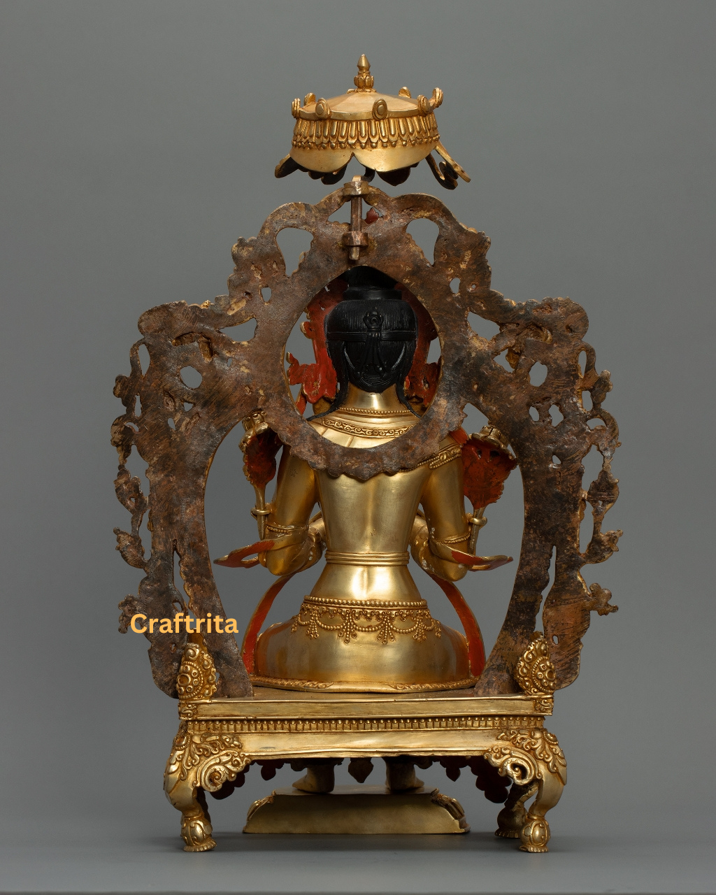 Maitreya Buddha Statue 6.4kg – Handcrafted Copper Body with 24K Gold Plating & Traditional Fire Gilding | Spiritual Home Decor & Altar Art
