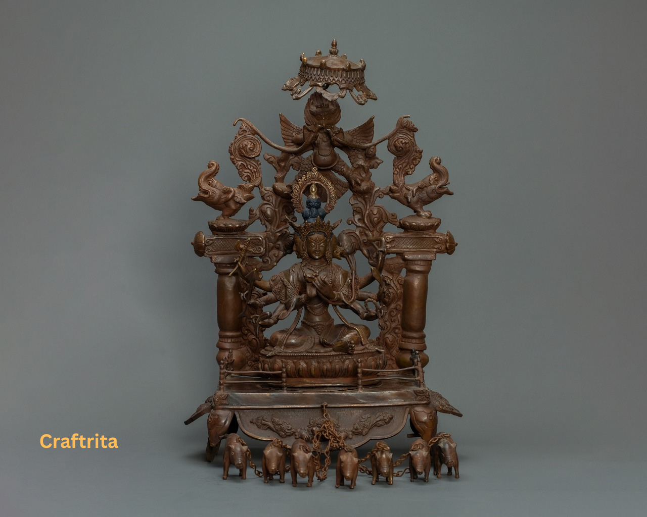 Artisan Manjushri Bodhisattva  – Handcrafted Oxidized Copper | Tibetan Spiritual Art for Meditation & Home