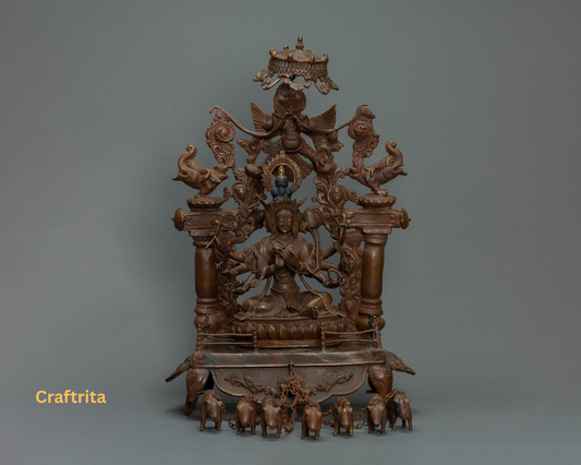 Artisan Manjushri Bodhisattva  – Handcrafted Oxidized Copper | Tibetan Spiritual Art for Meditation & Home