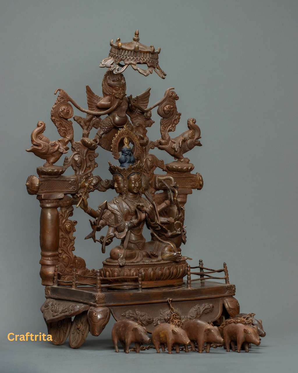 Artisan Manjushri Bodhisattva  – Handcrafted Oxidized Copper | Tibetan Spiritual Art for Meditation & Home