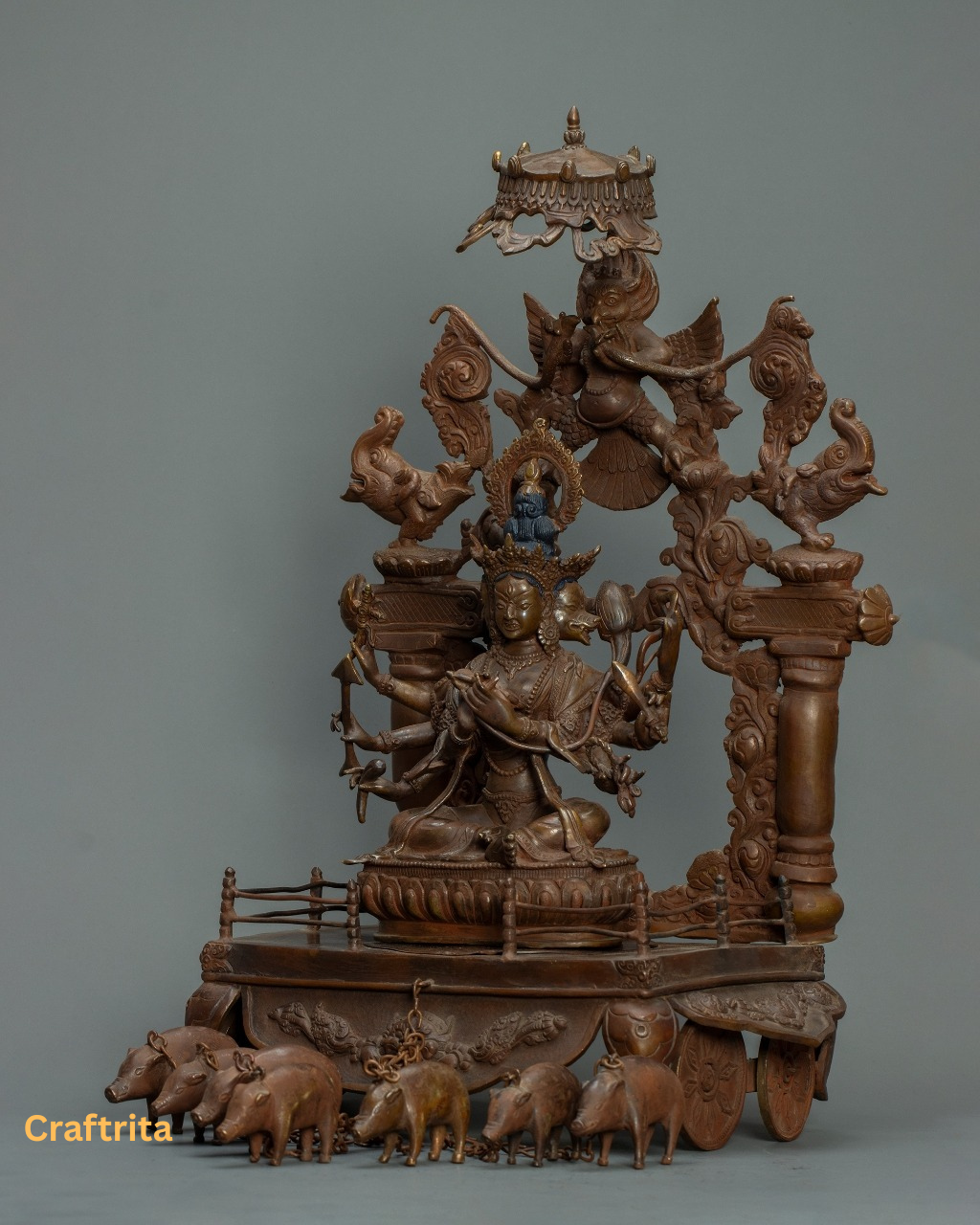 Artisan Manjushri Bodhisattva  – Handcrafted Oxidized Copper | Tibetan Spiritual Art for Meditation & Home