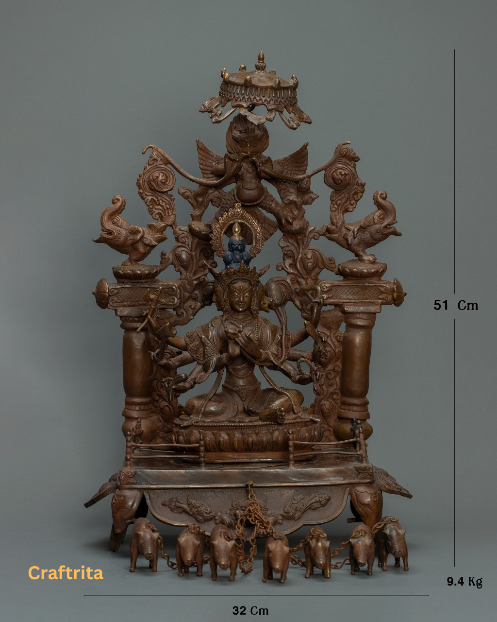 Artisan Manjushri Bodhisattva  – Handcrafted Oxidized Copper | Tibetan Spiritual Art for Meditation & Home