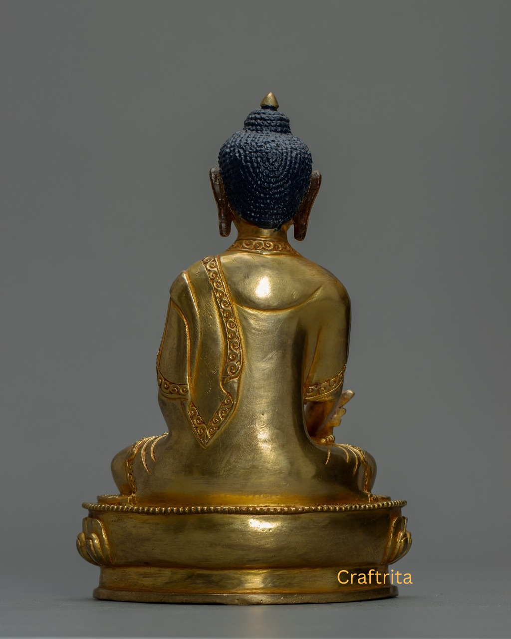 Medicine Buddha Statue 1.3 kg – Copper Body with 24K Gold Plated Fire Gilding | Handmade Tibetan Buddhist Deity of Healing for Spiritual Home Decor