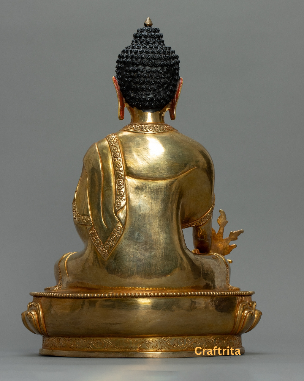 Three Buddha Statue Set – Handmade in Nepal | 24K Gold Plated Copper with Fire Gilding | Tibetan Buddhist Art & Altar Decor