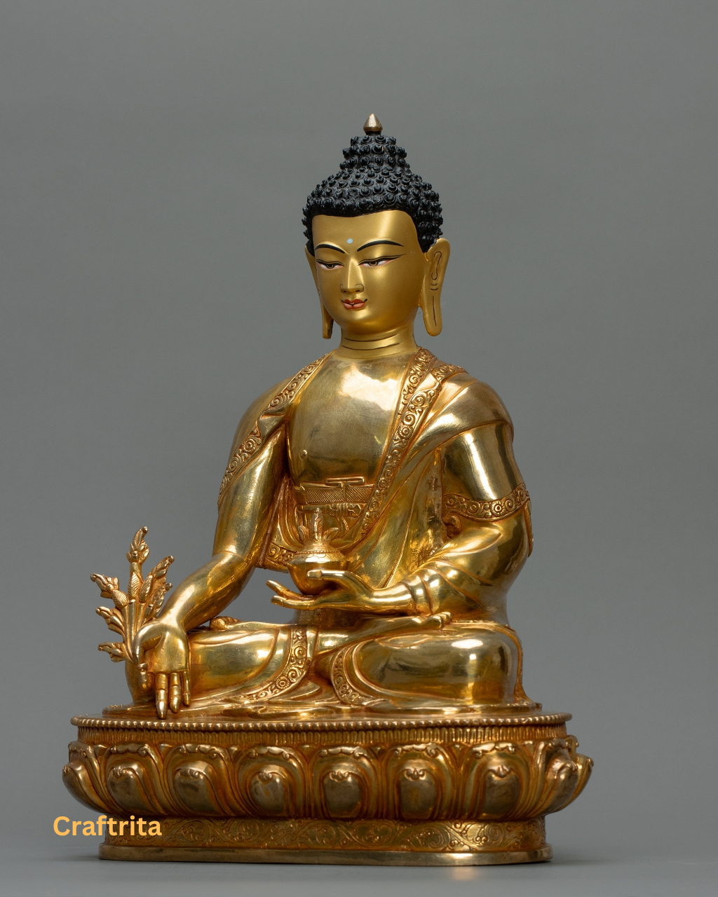 Three Buddha Statue Set – Handmade in Nepal | 24K Gold Plated Copper with Fire Gilding | Tibetan Buddhist Art & Altar Decor