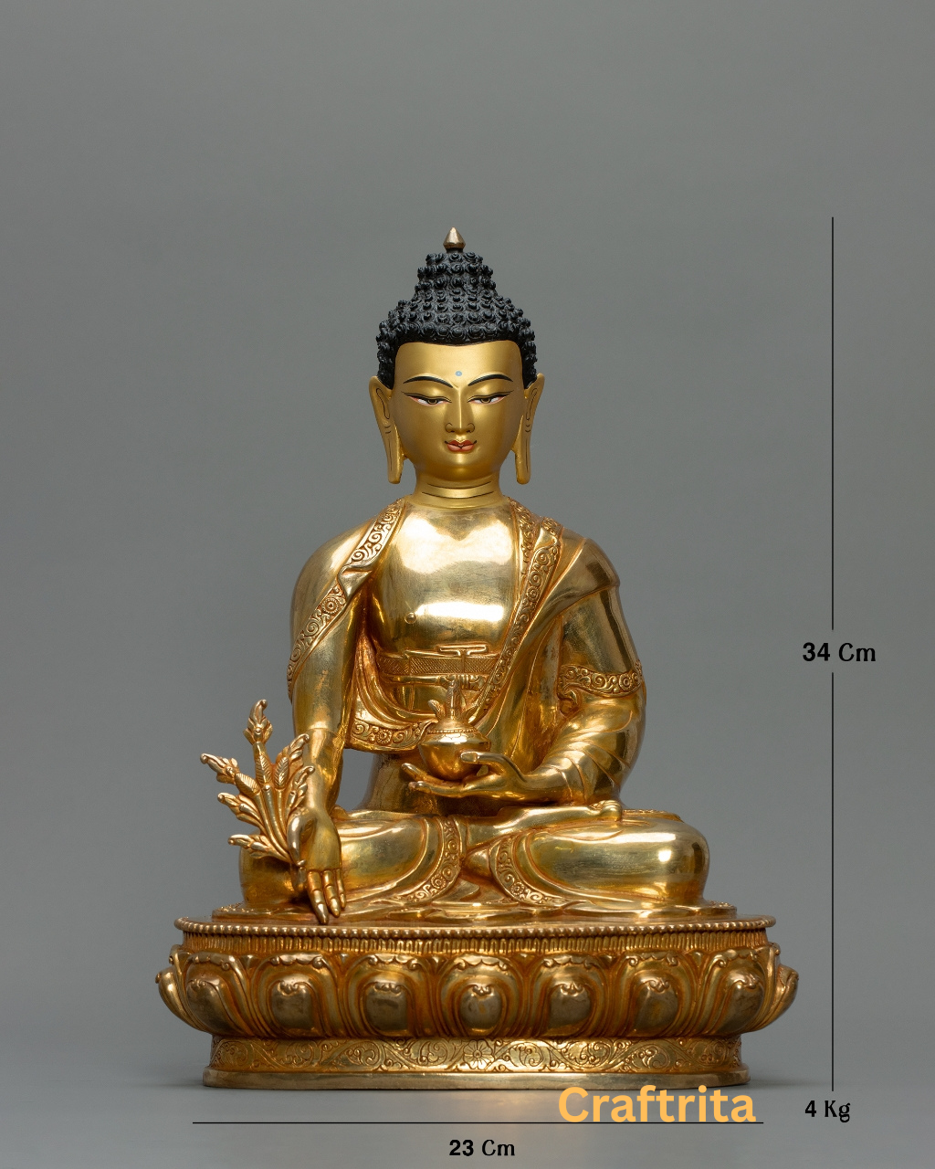 Three Buddha Statue Set – Handmade in Nepal | 24K Gold Plated Copper with Fire Gilding | Tibetan Buddhist Art & Altar Decor