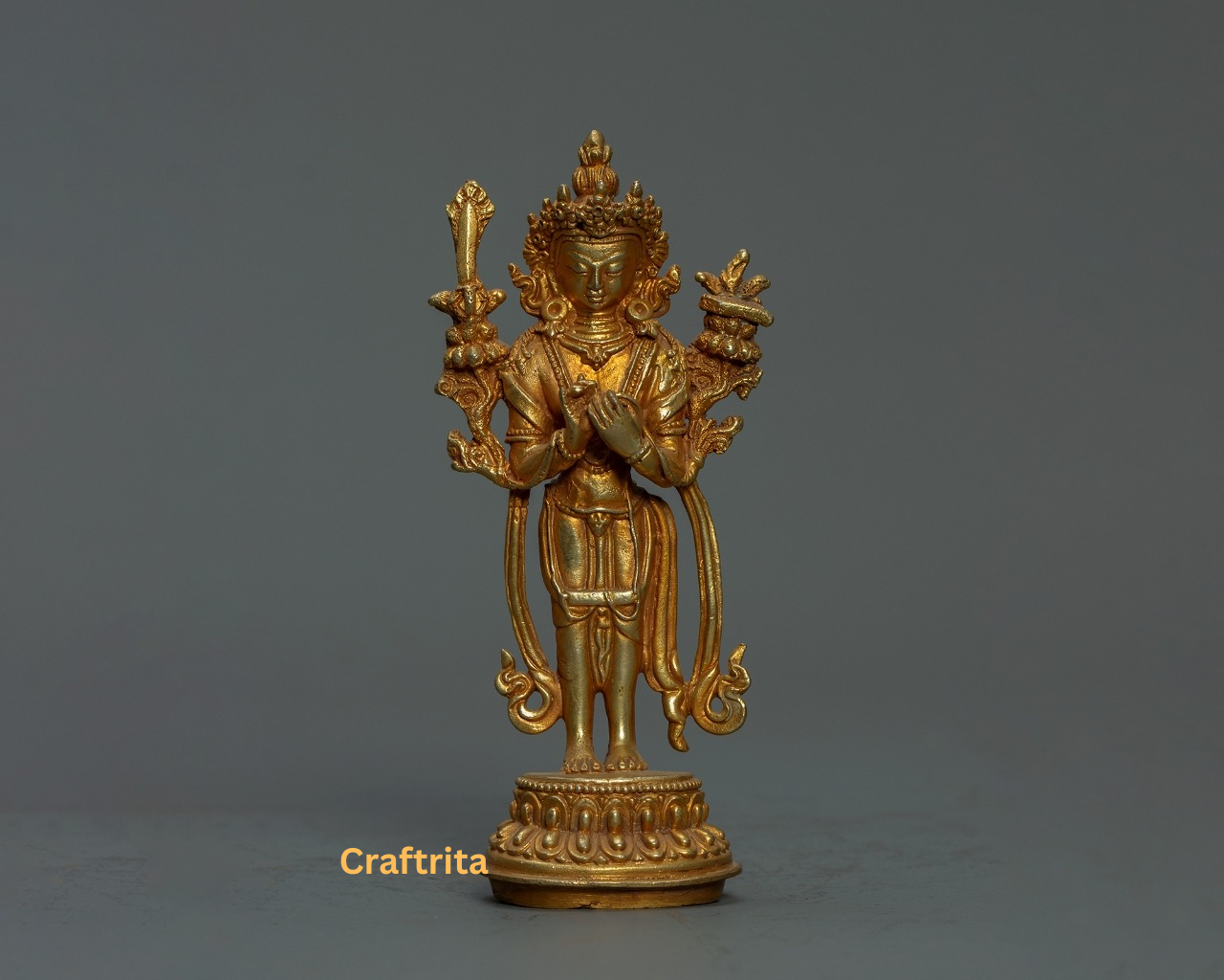 Miniature Manjushri Statue – Handmade Tibetan Bodhisattva of Wisdom | Altar & Meditation Decor