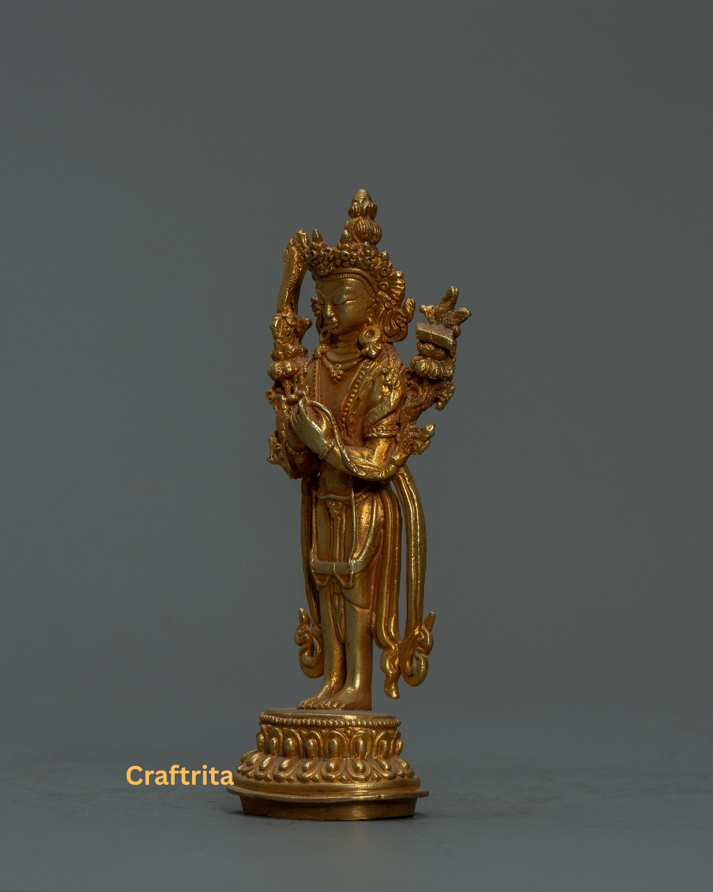 Miniature Manjushri Statue – Handmade Tibetan Bodhisattva of Wisdom | Altar & Meditation Decor