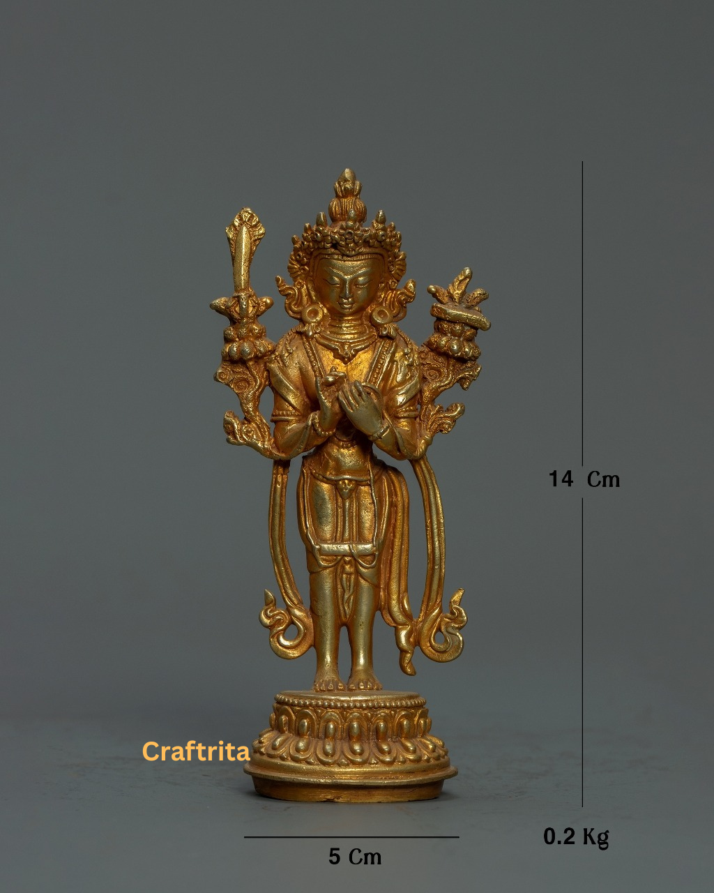 Miniature Manjushri Statue – Handmade Tibetan Bodhisattva of Wisdom | Altar & Meditation Decor