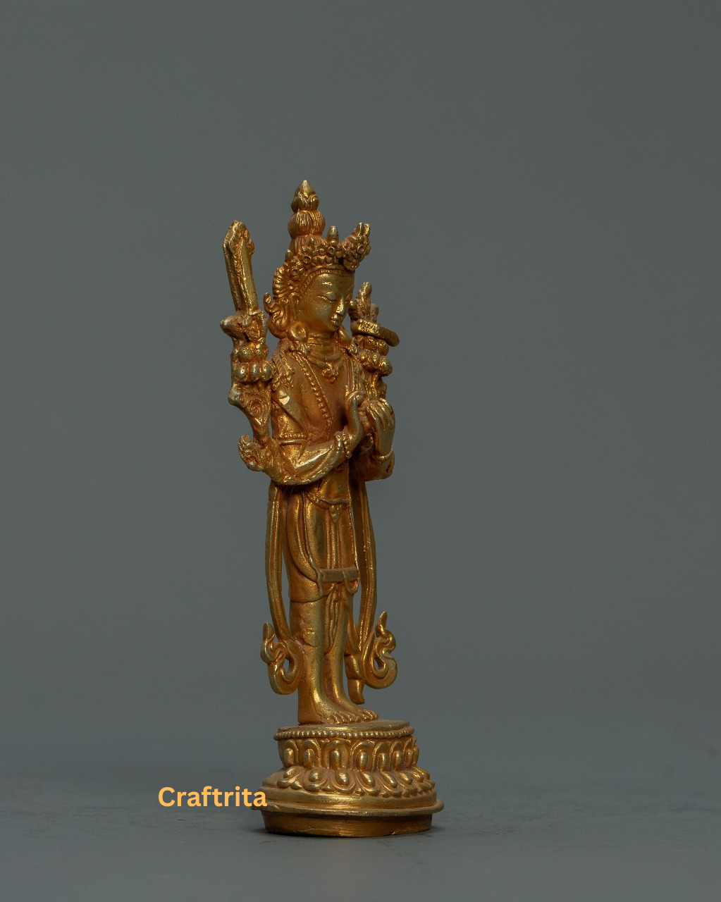 Miniature Manjushri Statue – Handmade Tibetan Bodhisattva of Wisdom | Altar & Meditation Decor