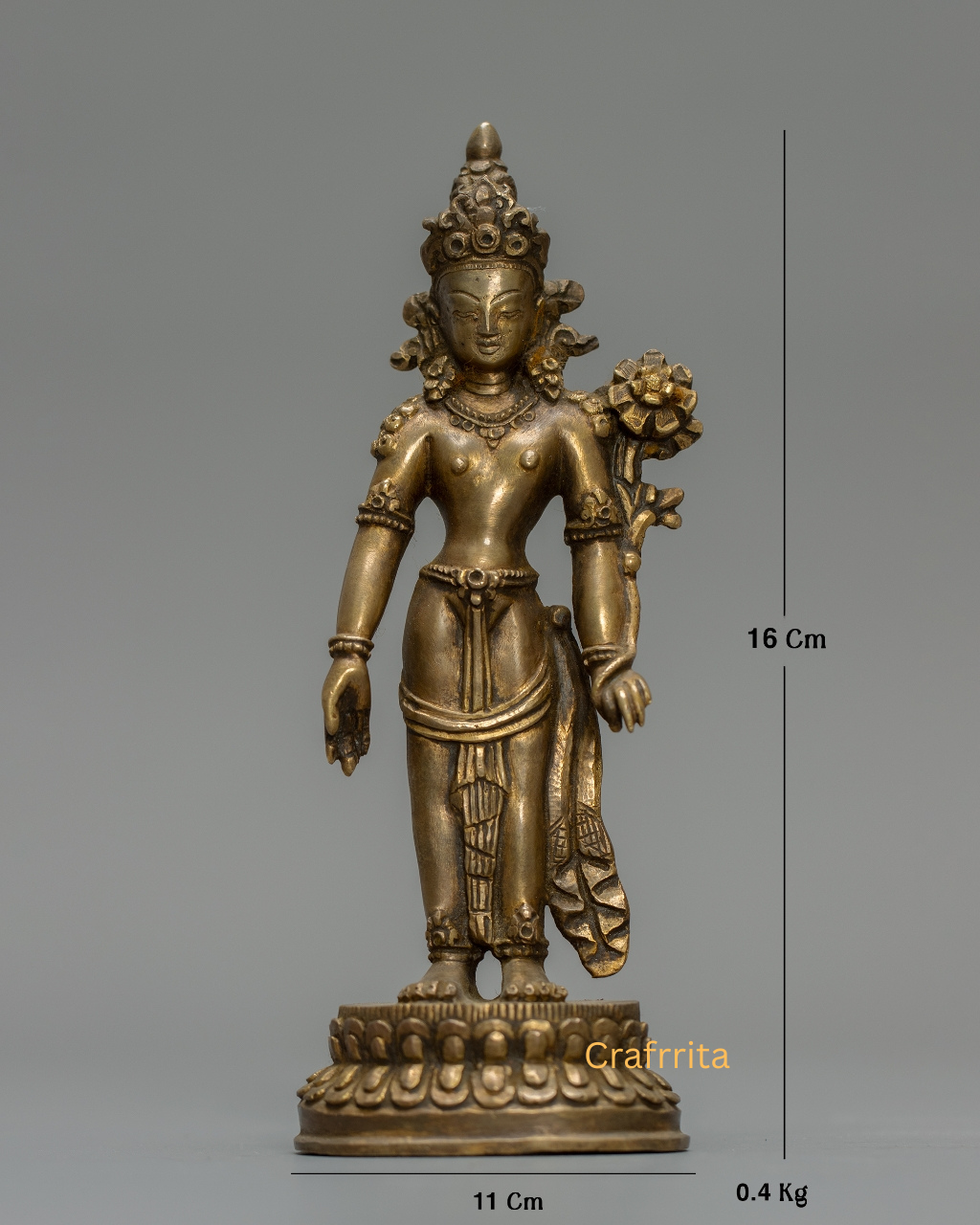 Padmapani Avalokiteshvara Statue 0.4 kg | Handmade in Nepal | Bronze & Copper with Antique Finish | Tibetan Buddhist Bodhisattva of Compassion | Spiritual Home Decor