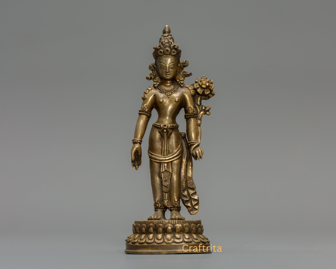 Padmapani Avalokiteshvara Statue 0.4 kg | Handmade in Nepal | Bronze & Copper with Antique Finish | Tibetan Buddhist Bodhisattva of Compassion | Spiritual Home Decor