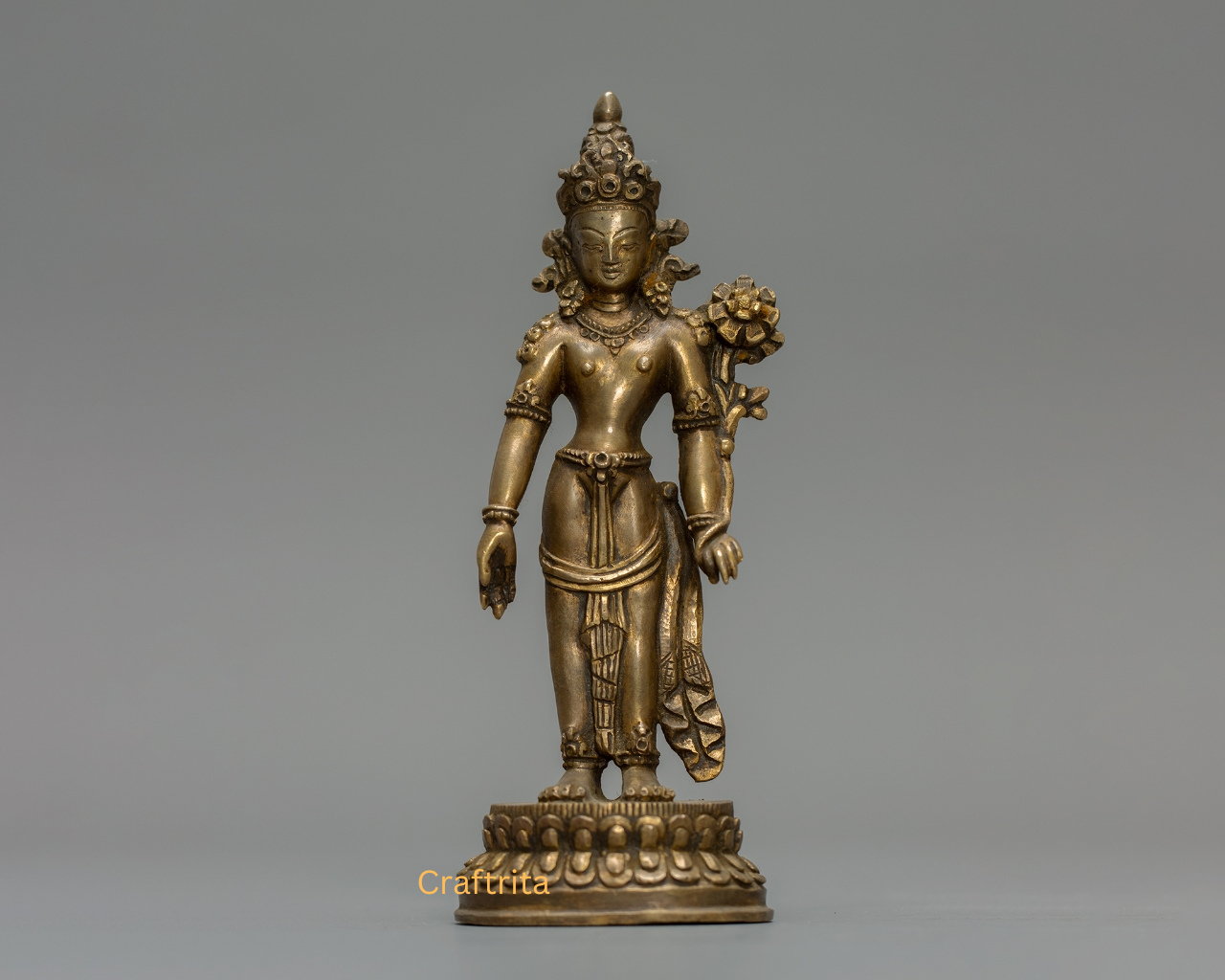 Padmapani Avalokiteshvara Statue 0.4 kg | Handmade in Nepal | Bronze & Copper with Antique Finish | Tibetan Buddhist Bodhisattva of Compassion | Spiritual Home Decor
