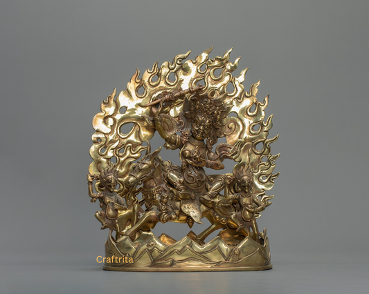 Palden Lhamo Statue – Handmade in Nepal | Copper Body with Bronze Patina | Tibetan Buddhist Protector Deity for Spiritual Home Decor