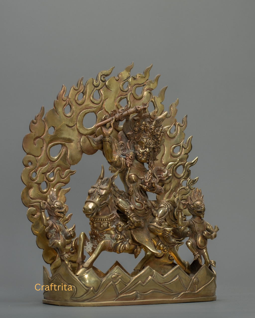 Palden Lhamo Statue – Handmade in Nepal | Copper Body with Bronze Patina | Tibetan Buddhist Protector Deity for Spiritual Home Decor