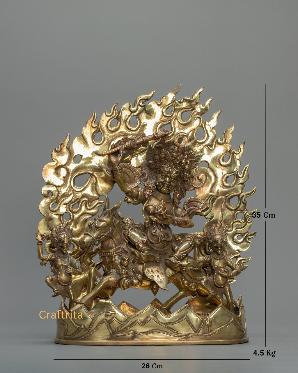 Palden Lhamo Statue – Handmade in Nepal | Copper Body with Bronze Patina | Tibetan Buddhist Protector Deity for Spiritual Home Decor