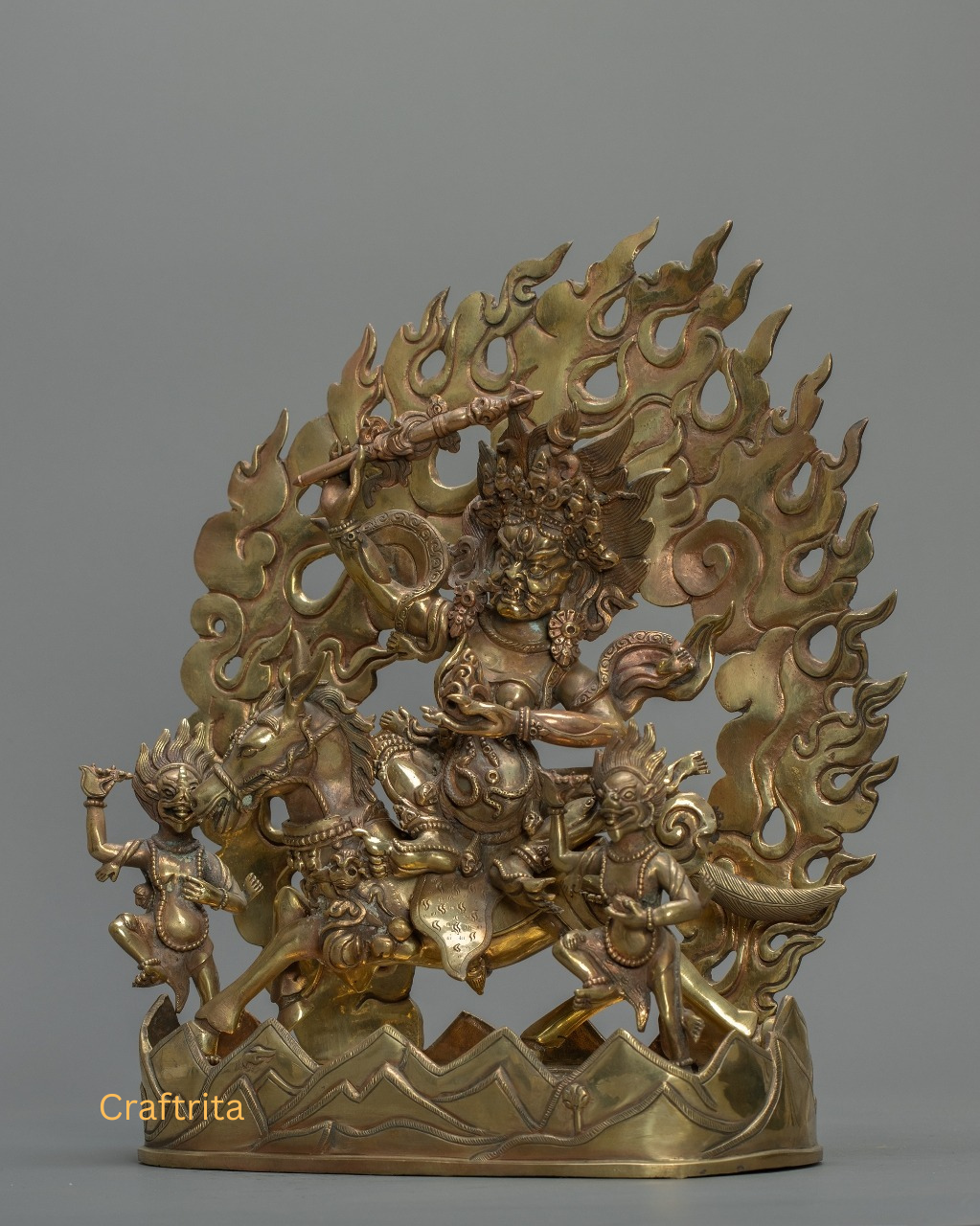Palden Lhamo Statue – Handmade in Nepal | Copper Body with Bronze Patina | Tibetan Buddhist Protector Deity for Spiritual Home Decor