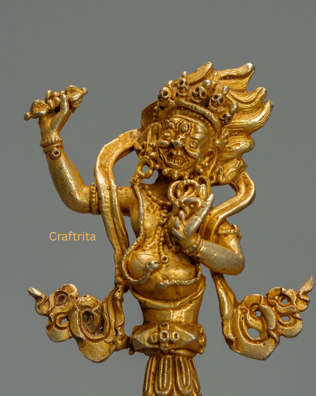 Phurba Ritual Dagger 0.2kg – Handmade in Nepal | Copper Body with 24K Gold Plating & Fire Gilding | Tibetan Buddhist Spiritual Tool & Sacred Art