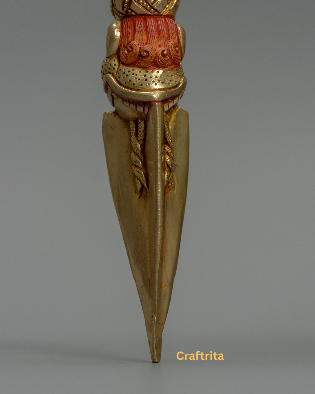 Phurba Ritual Dagger 1.5kg – Handmade in Nepal | Copper Body with 24K Gold Plating by Fire Gilding | Tibetan Buddhist Spiritual Tool & Sacred Art