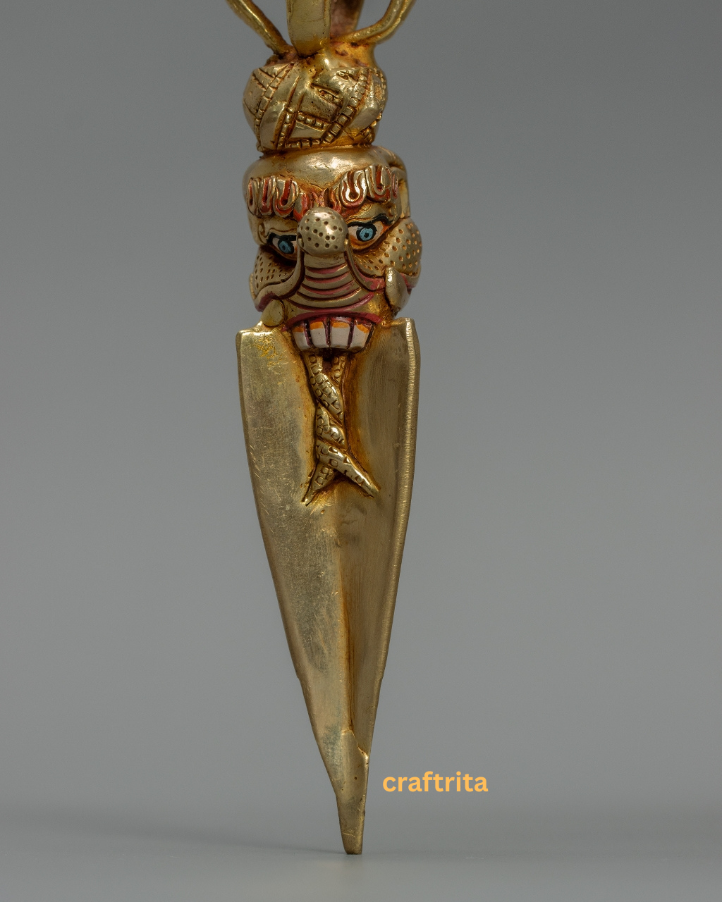 Phurba Ritual Dagger 1.5kg – Handmade in Nepal | Copper Body with 24K Gold Plating by Fire Gilding | Tibetan Buddhist Spiritual Tool & Sacred Art