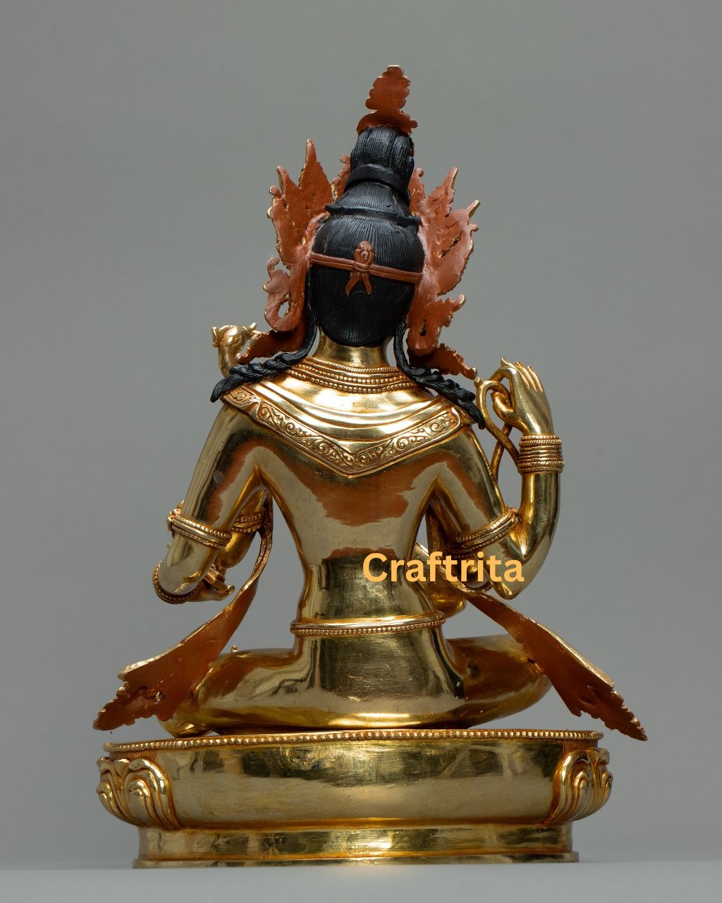 Saraswati Statue – Goddess of Knowledge – Handmade in Nepal – 5kg Copper Body with 24K Gold Plating & Fire Gilding – Hindu God Spiritual Home Decor