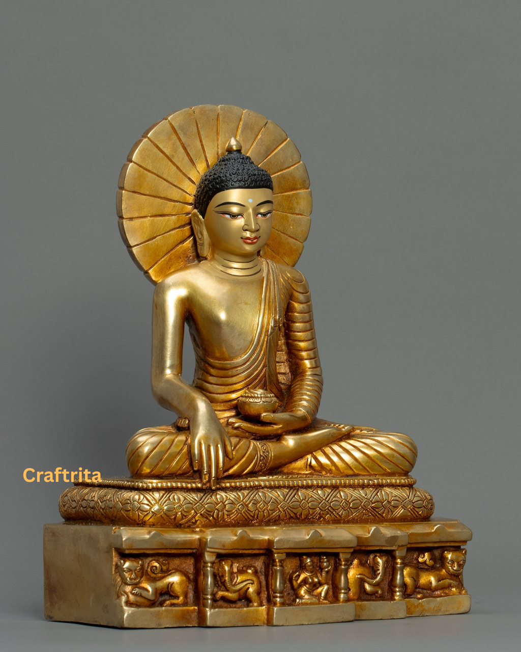 Shakyamuni Buddha Meditation Statue – 4.6kg Handcrafted Copper | 24K Gold-Plated Fire-Gilded | Nepalese Buddhist Art