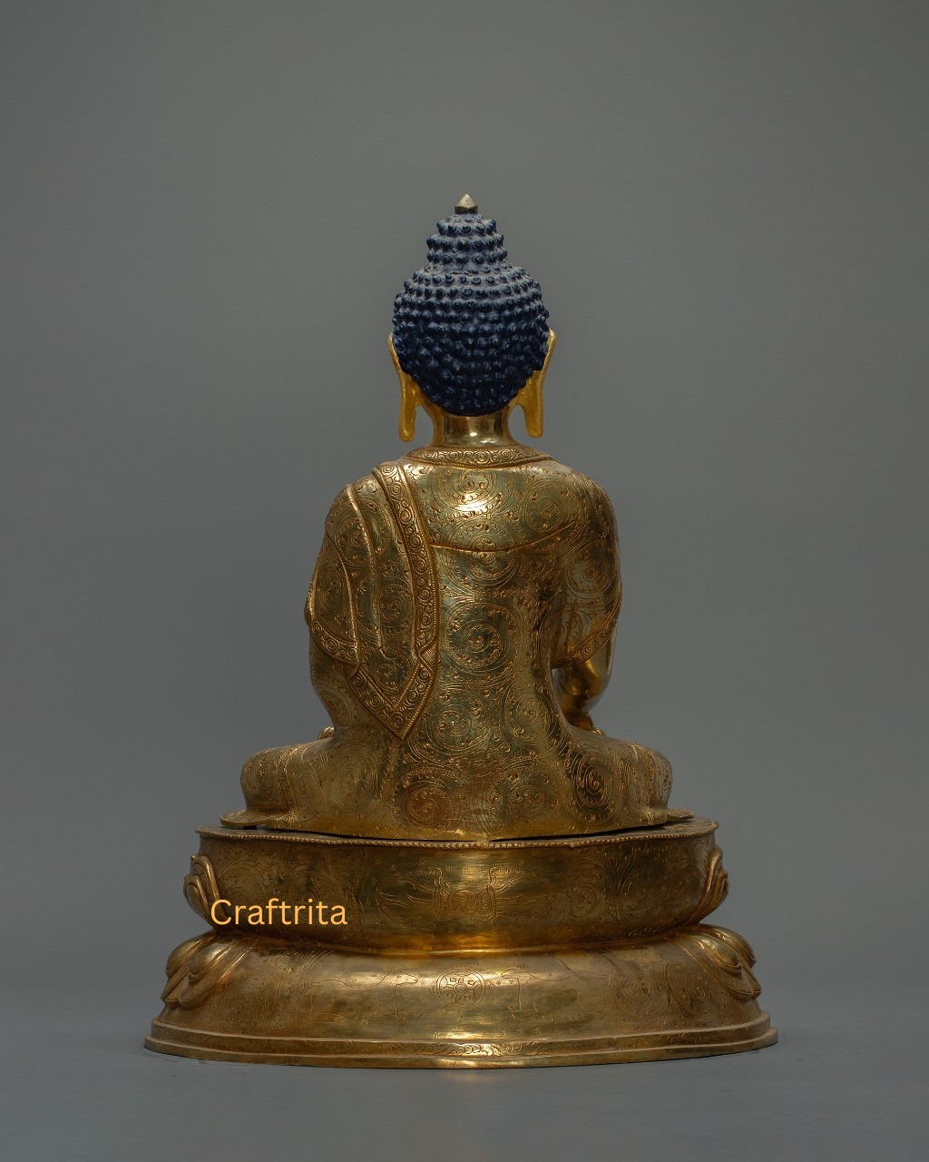 Shakyamuni Buddha Statue 10 kg – Copper Body with 24K Gold Plating by Fire Gilding | Handmade Tibetan Buddhist Deity for Spiritual Home Decor