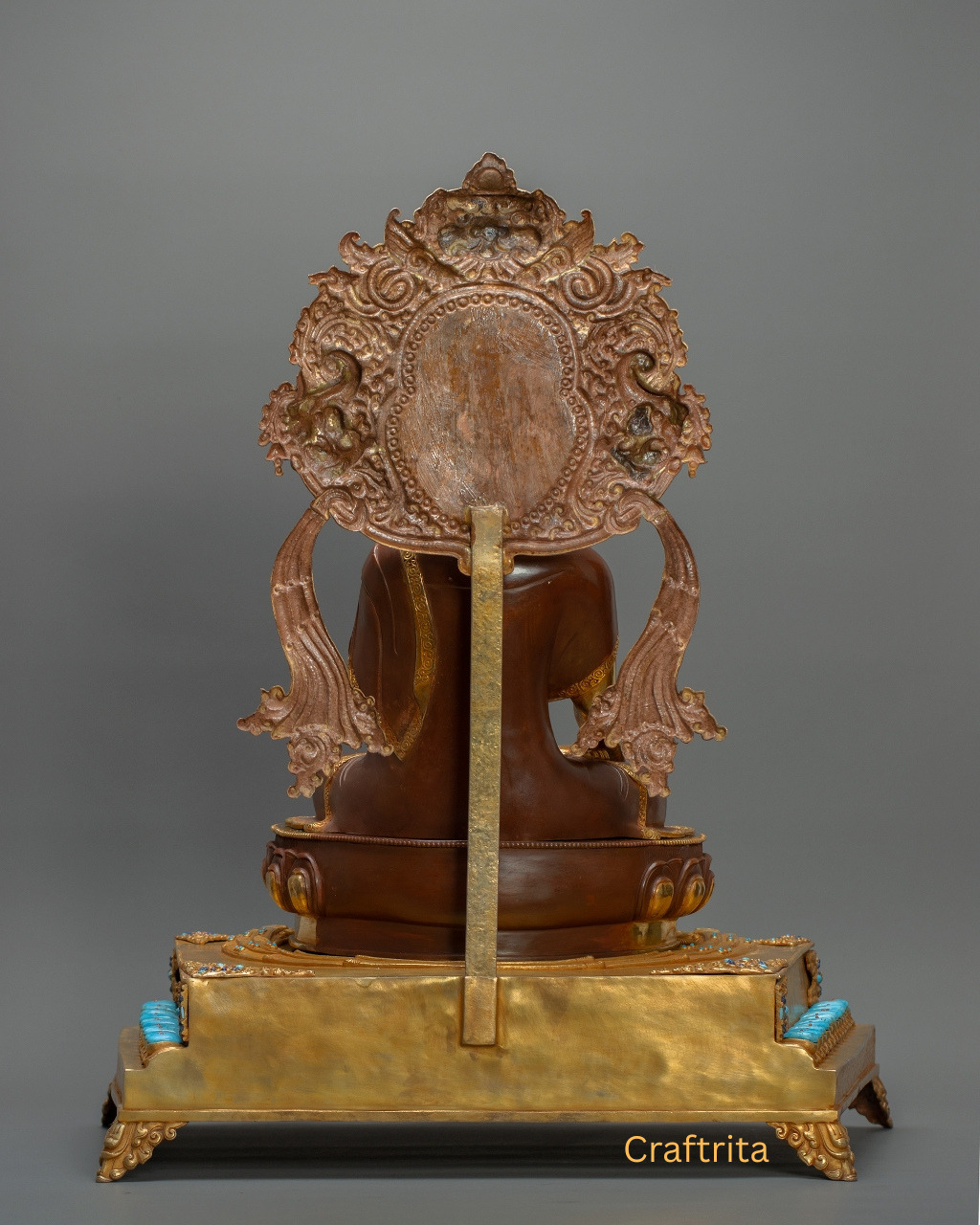 Shakyamuni Buddha Statue 12.7kg – Handmade in Nepal | Copper Body with 24K Gold Plating & Fire Gilding | Tibetan Buddhist Art & Spiritual Home Decor