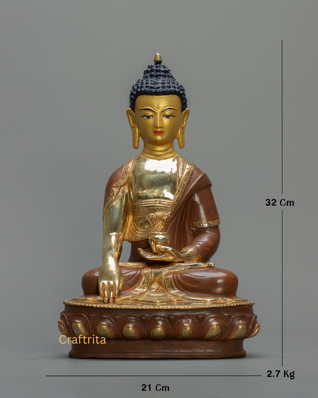 Shakyamuni Buddha Statue Handmade in Nepal  | Tibetan Buddhist Deity Sculpture for Meditation & Spiritual Home Decor