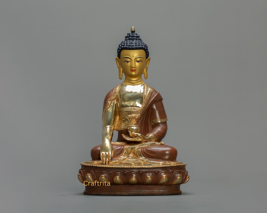 Shakyamuni Buddha Statue Handmade in Nepal  | Tibetan Buddhist Deity Sculpture for Meditation & Spiritual Home Decor