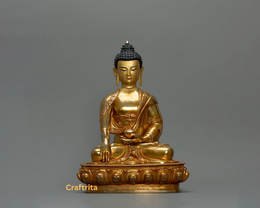 Shakyamuni Buddha Statue 3.9kg – Handcrafted Copper | 24K Gold-Plated Fire-Gilded | Premium Buddhist Art from Nepal