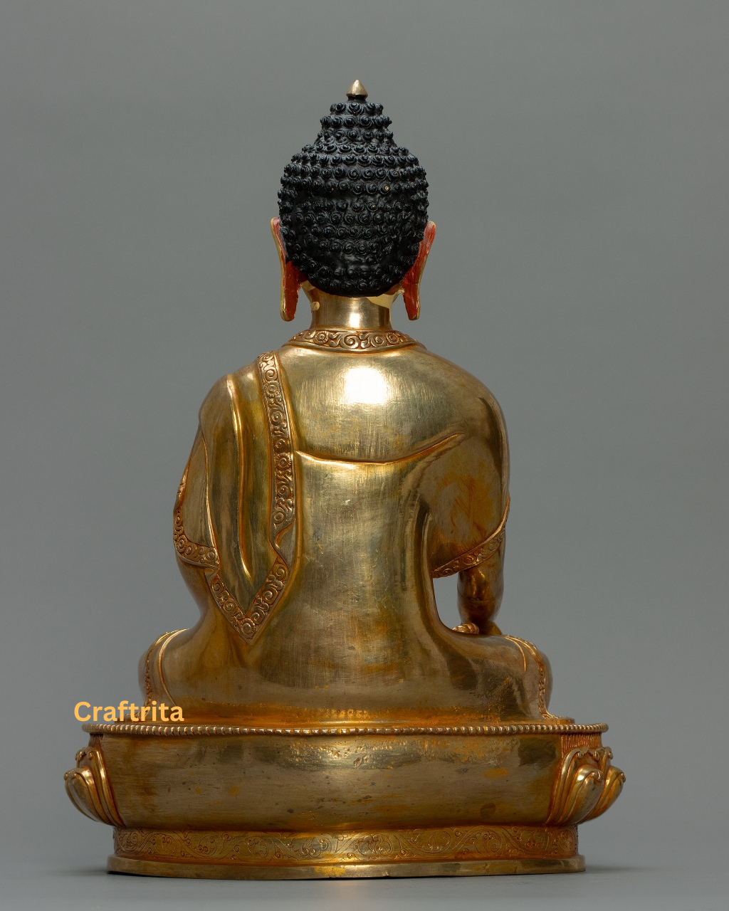 Three Buddha Statue Set – Handmade in Nepal | 24K Gold Plated Copper with Fire Gilding | Tibetan Buddhist Art & Altar Decor