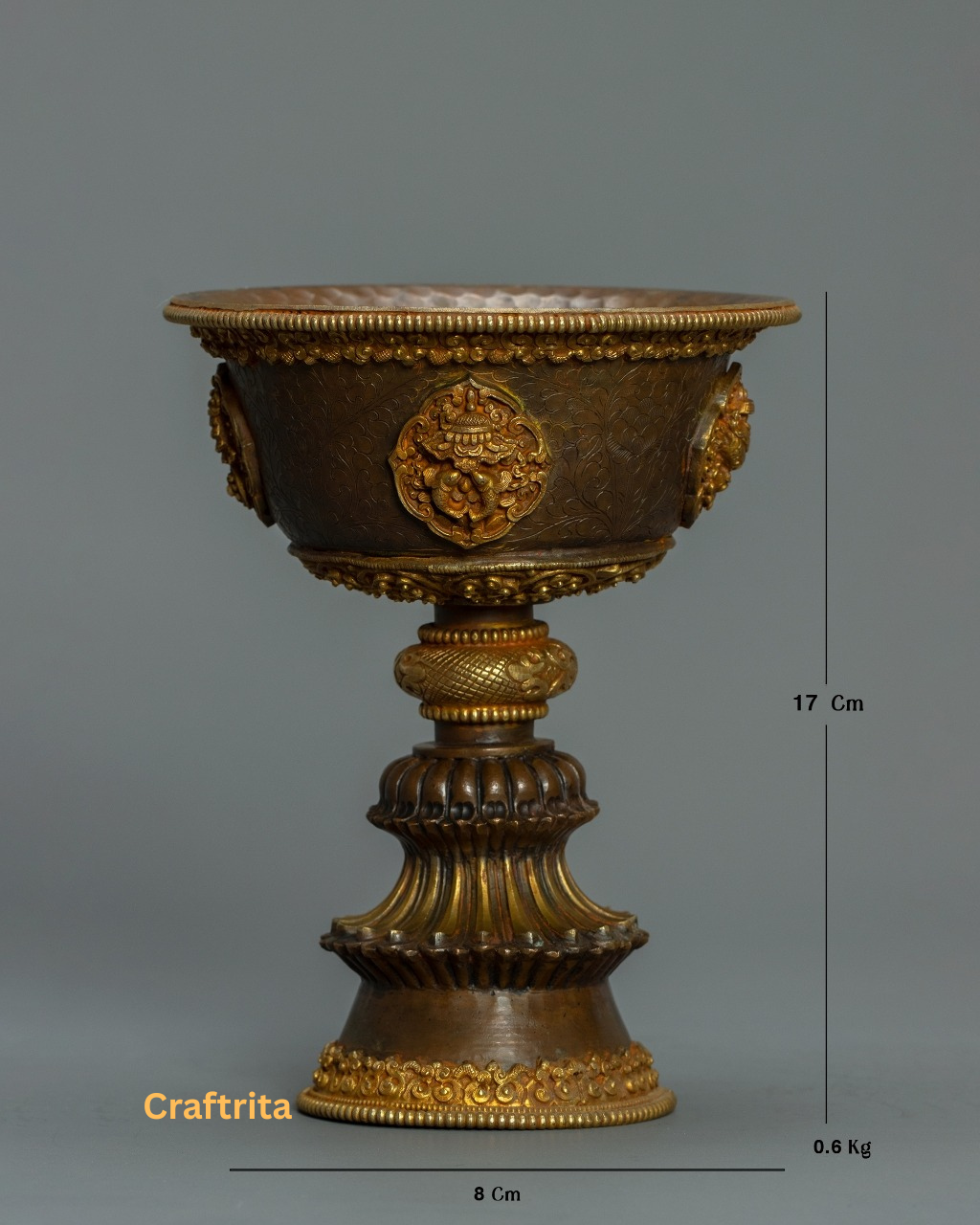 Tibetan Butter Lamp Set– Handmade Copper with 24K Gold Fire Gilding | Buddhist Ritual Altar & Meditation Decor
