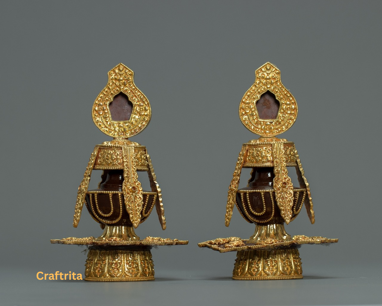 Tibetan Long Life Vase – Handmade Copper with 24K Gold Fire Gilding | Buddhist Ritual Offering Vessel | Made in Nepal