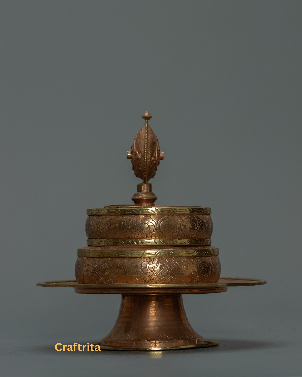 Handmade Tibetan Mandala Set – Copper Buddhist Ritual Art | Nepalese Spiritual Decor