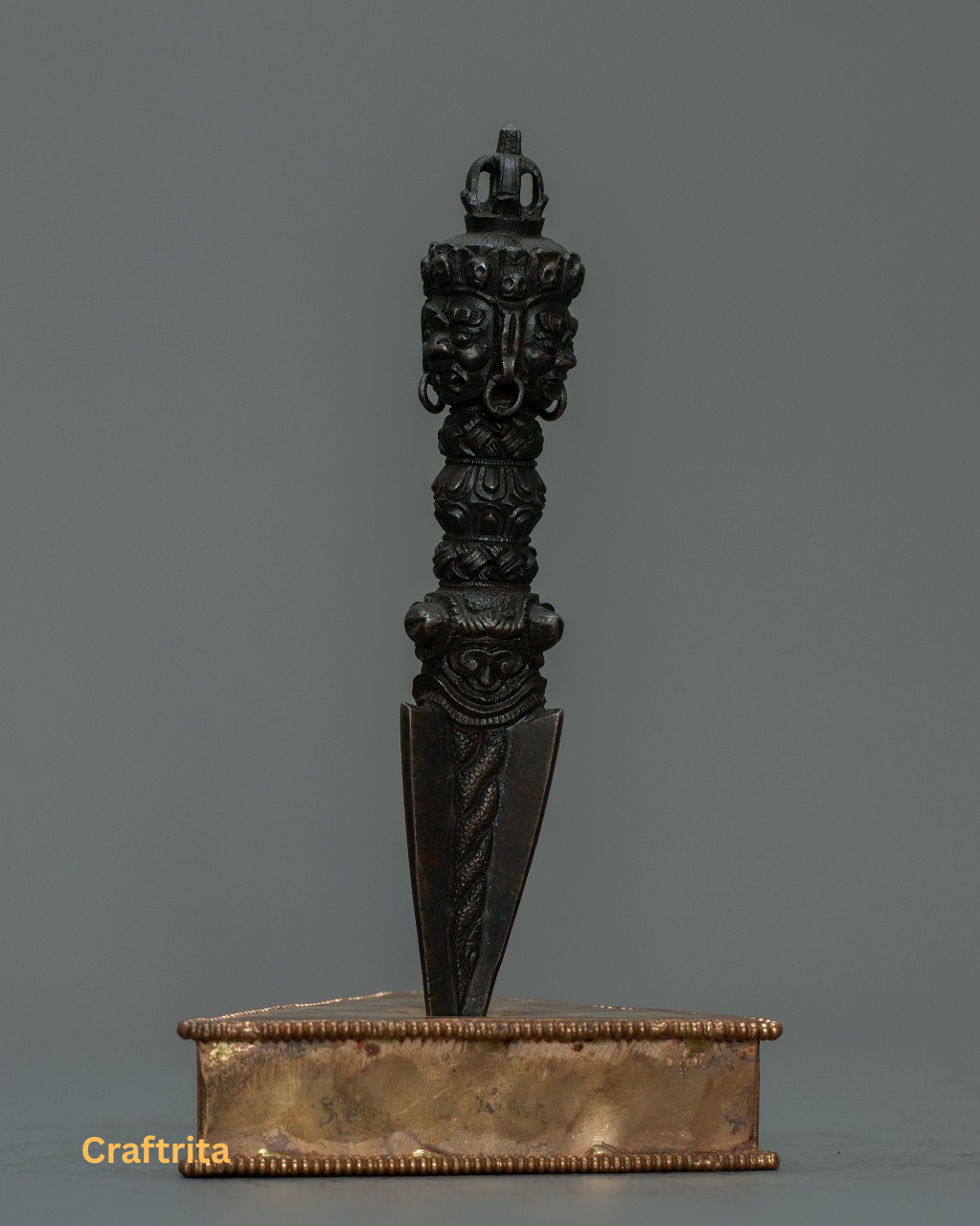 Handcrafted Tibetan Phurba with Stand  – Sacred Ritual Dagger from Nepal