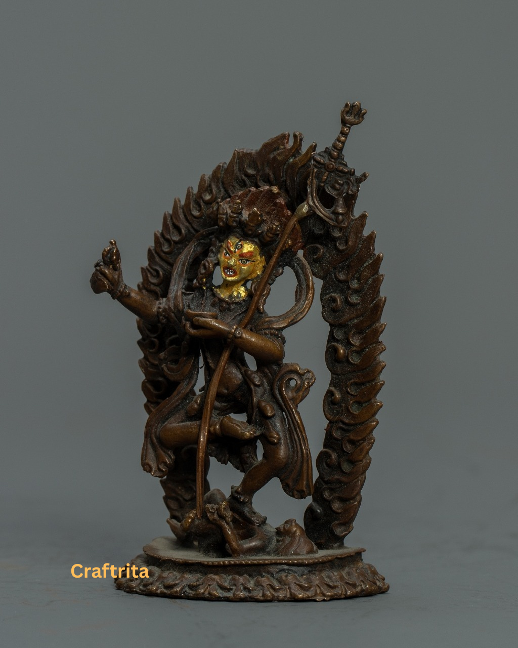 Vajravarahi Miniature Statue  – Handmade Oxidized Copper Body | Tibetan Buddhist Deity of Protection & Prosperity