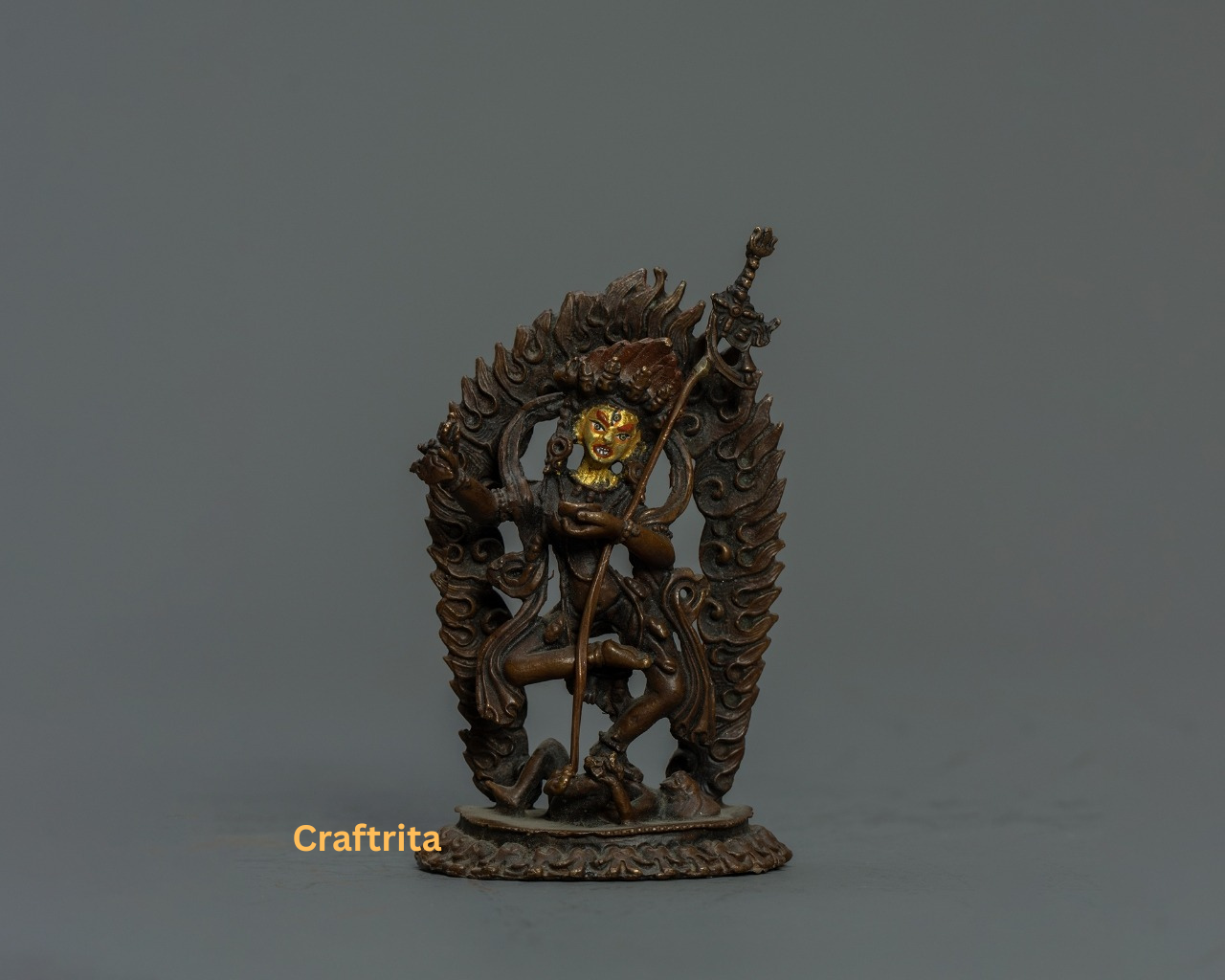 Vajravarahi Miniature Statue  – Handmade Oxidized Copper Body | Tibetan Buddhist Deity of Protection & Prosperity