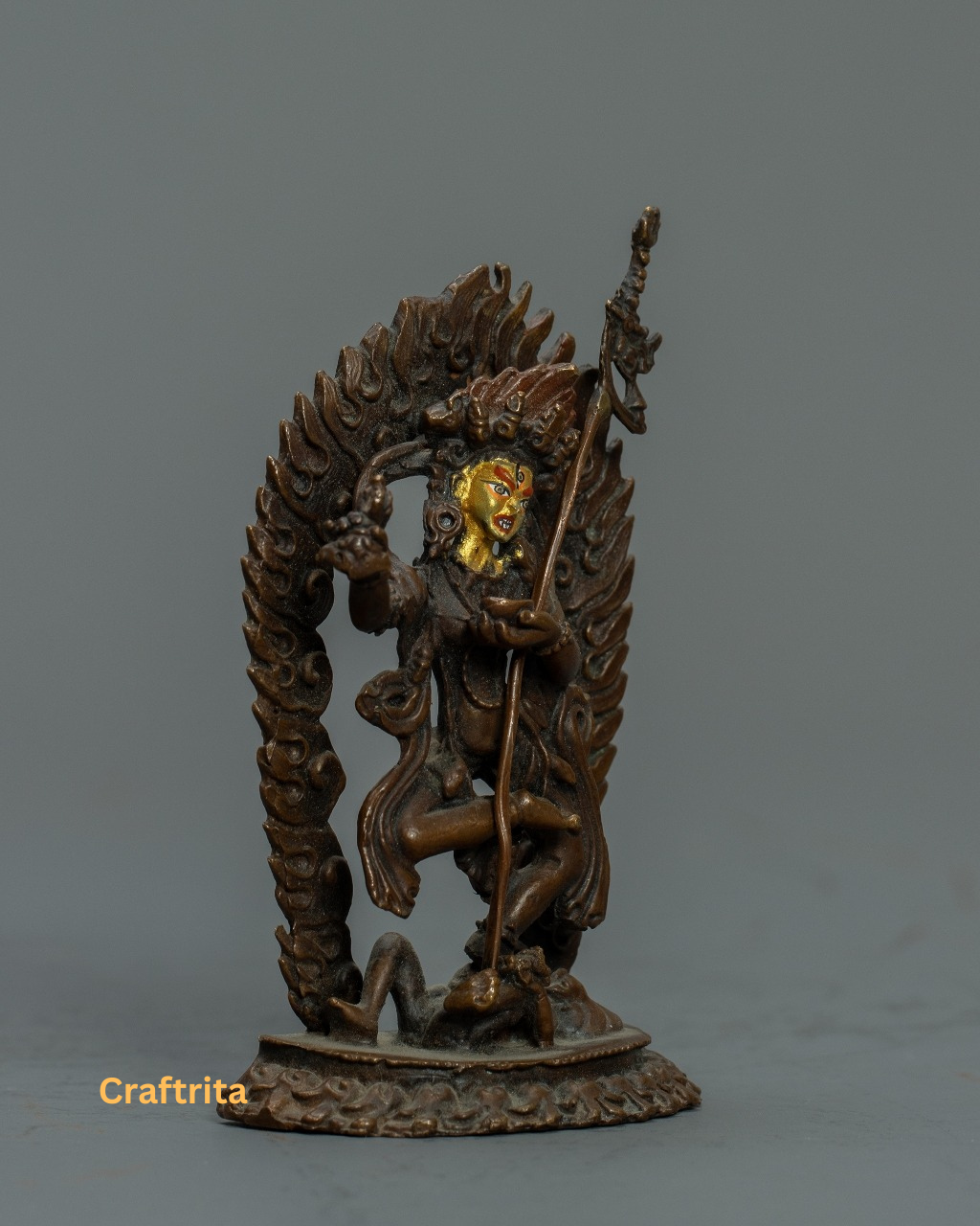 Vajravarahi Miniature Statue  – Handmade Oxidized Copper Body | Tibetan Buddhist Deity of Protection & Prosperity