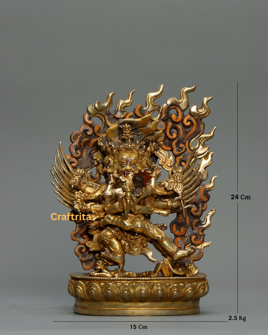 Vajrakilaya Statue 2.5kg – Handcrafted Tibetan Buddhist Deity Idol with Copper Body, 24K Gold Plating & Traditional Fire Gilding – Spiritual Home Decor & Altar Art