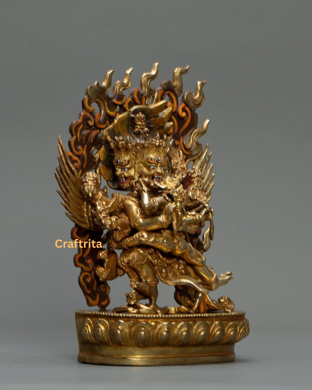 Vajrakilaya Statue 2.5kg – Handcrafted Tibetan Buddhist Deity Idol with Copper Body, 24K Gold Plating & Traditional Fire Gilding – Spiritual Home Decor & Altar Art