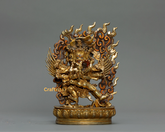Vajrakilaya Statue – Handcrafted Tibetan Deity with Copper Body & 24K Gold Fire Gilding | Spiritual Home Decor