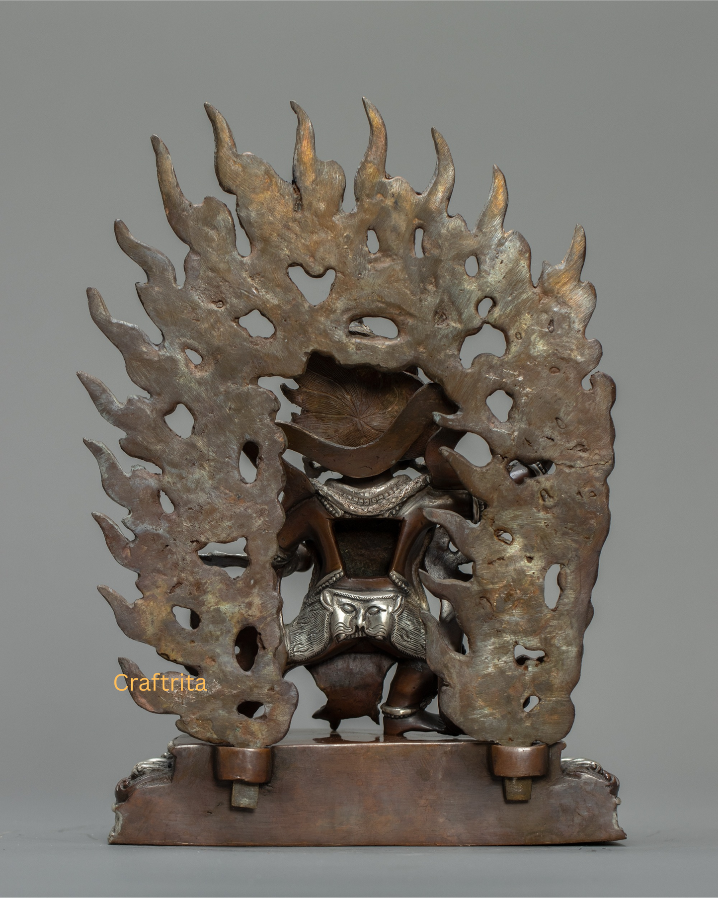 Vajrapani Statue 2.1kg – Copper Body with Oxide & Silver Plating | Handmade Tibetan Buddhist Deity for Spiritual Home Decor