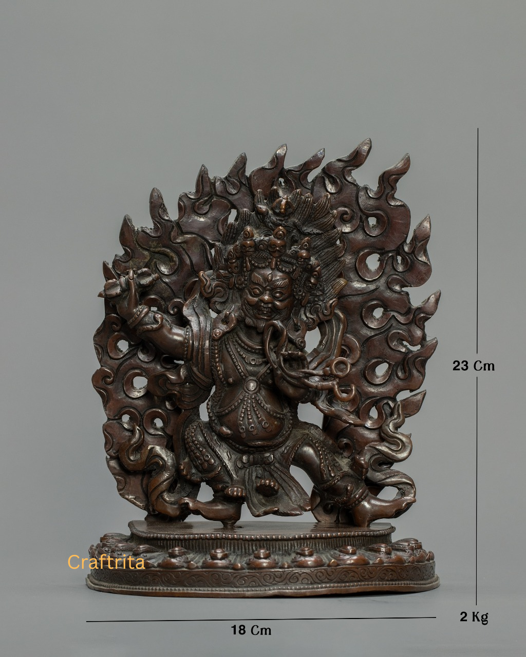 Vajrapani Statue – Handmade in Nepal | Oxidized Copper Tibetan Buddhist Protector Deity for Home & Altar Decor