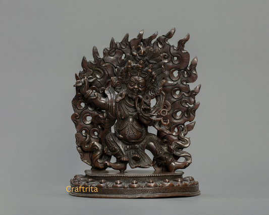 Vajrapani Statue – Handmade in Nepal | Oxidized Copper Tibetan Buddhist Protector Deity for Home & Altar Decor